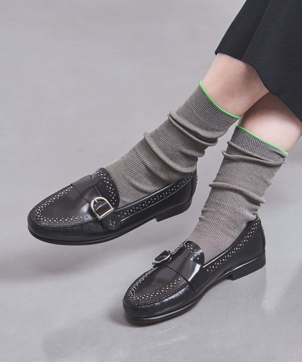 【SALE／70%OFF】UNITED ARROWS 【別注】＜CASTELLANO ＞ベルト スタッズ ローファー ユナイテッドアローズ アウトレット シューズ・靴 ローファー ブラック【送料無料】