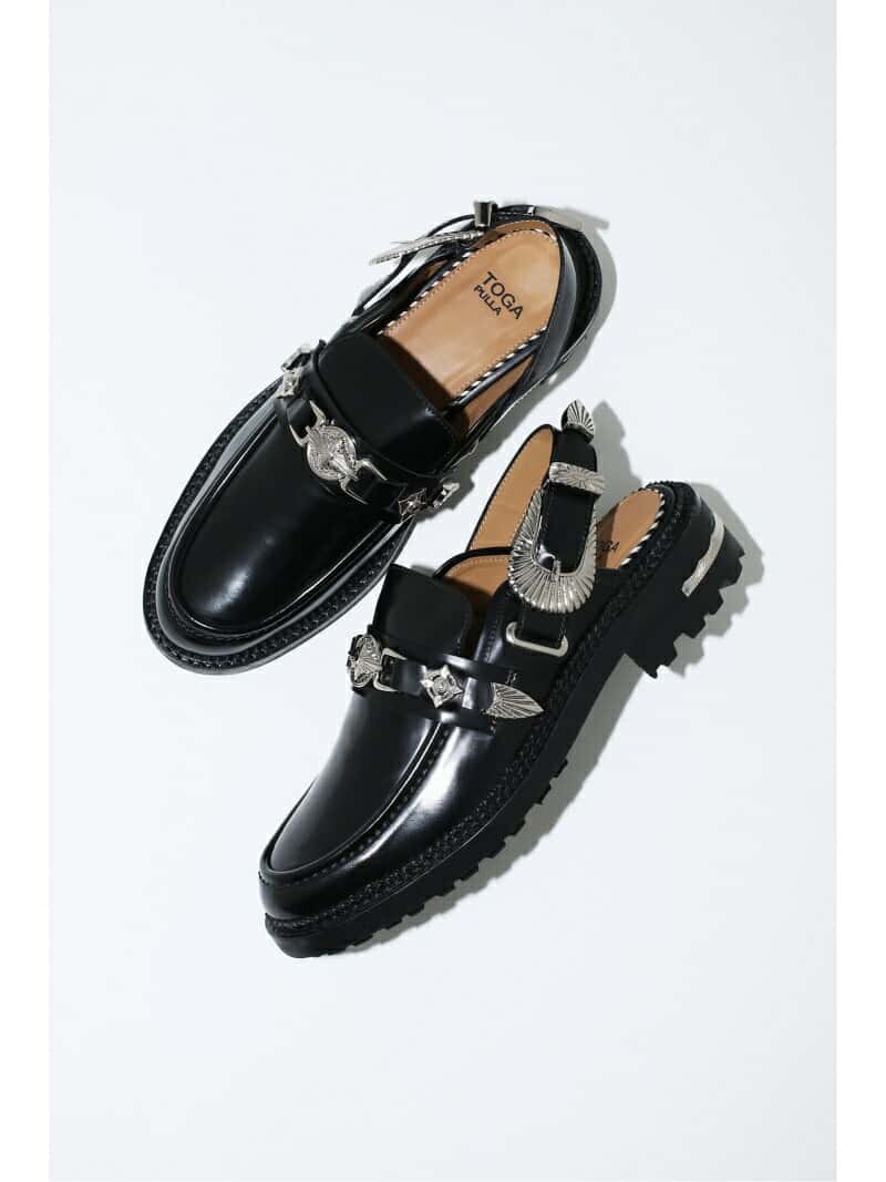 TOGA PULLA Metal mule loafer トーガ シューズ・靴 モカシン・デッキシューズ ブラック【送料無料】