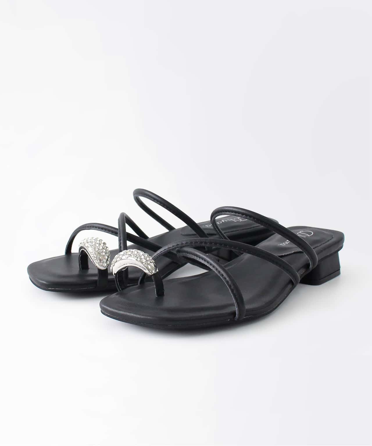 【SALE／50%OFF】Dhyana. 【Dhyana.】ビジュートングサンダル ディアナドット シューズ・靴 サンダル ブラック ベージュ【送料無料】
