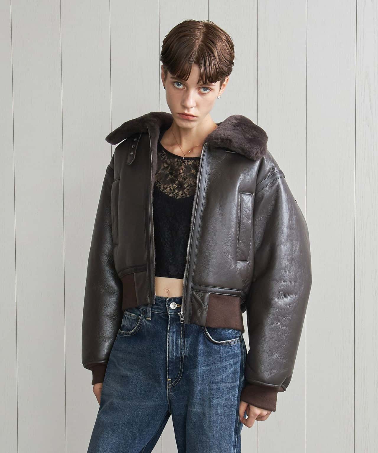 【SALE／50%OFF】BEAUTY&YOUTH UNITED ARROWS ＜H＞ムートン ショートブルゾン ユナイテッドアローズ アウトレット ジャケット・アウター その他のジャケット・アウター ブラウン【送料無料】