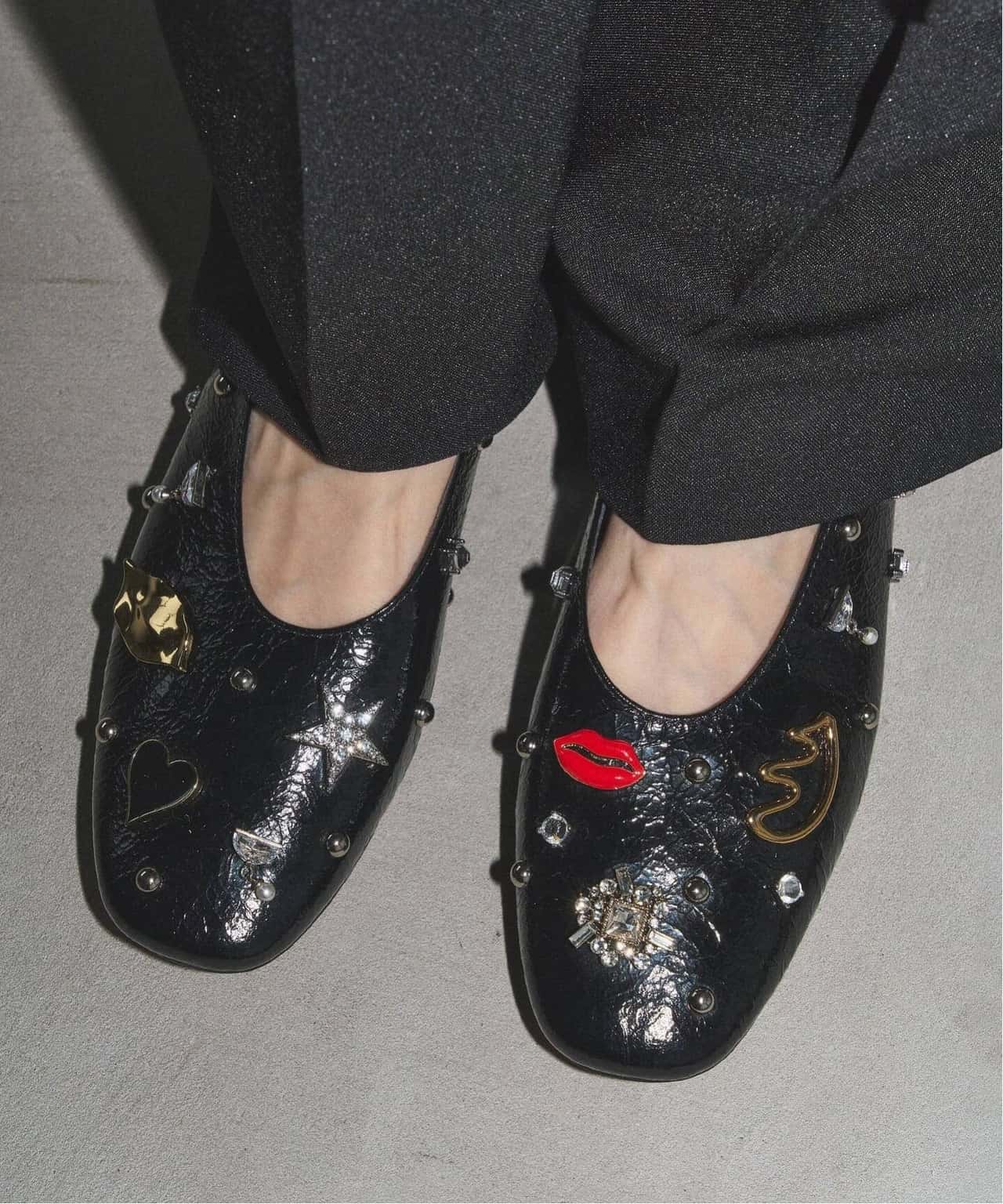 【SALE／30%OFF】GRISE GRISEレザーSURREALモチーフフラット ルタロン シューズ・靴 その他のシューズ・靴 ブラック【送料無料】