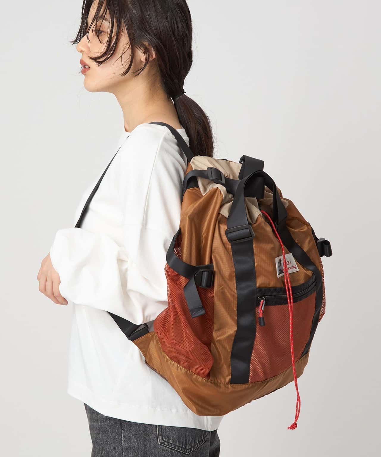 【SALE／10%OFF】UNITED ARROWS green label relaxing ＜CARIBOU MOUNTAINEERING＞パッカブル バッグ ユナイテッドアローズ グリーンレーベルリラクシング バッグ リュック・バックパック ブラック ベージュ【送料無料】