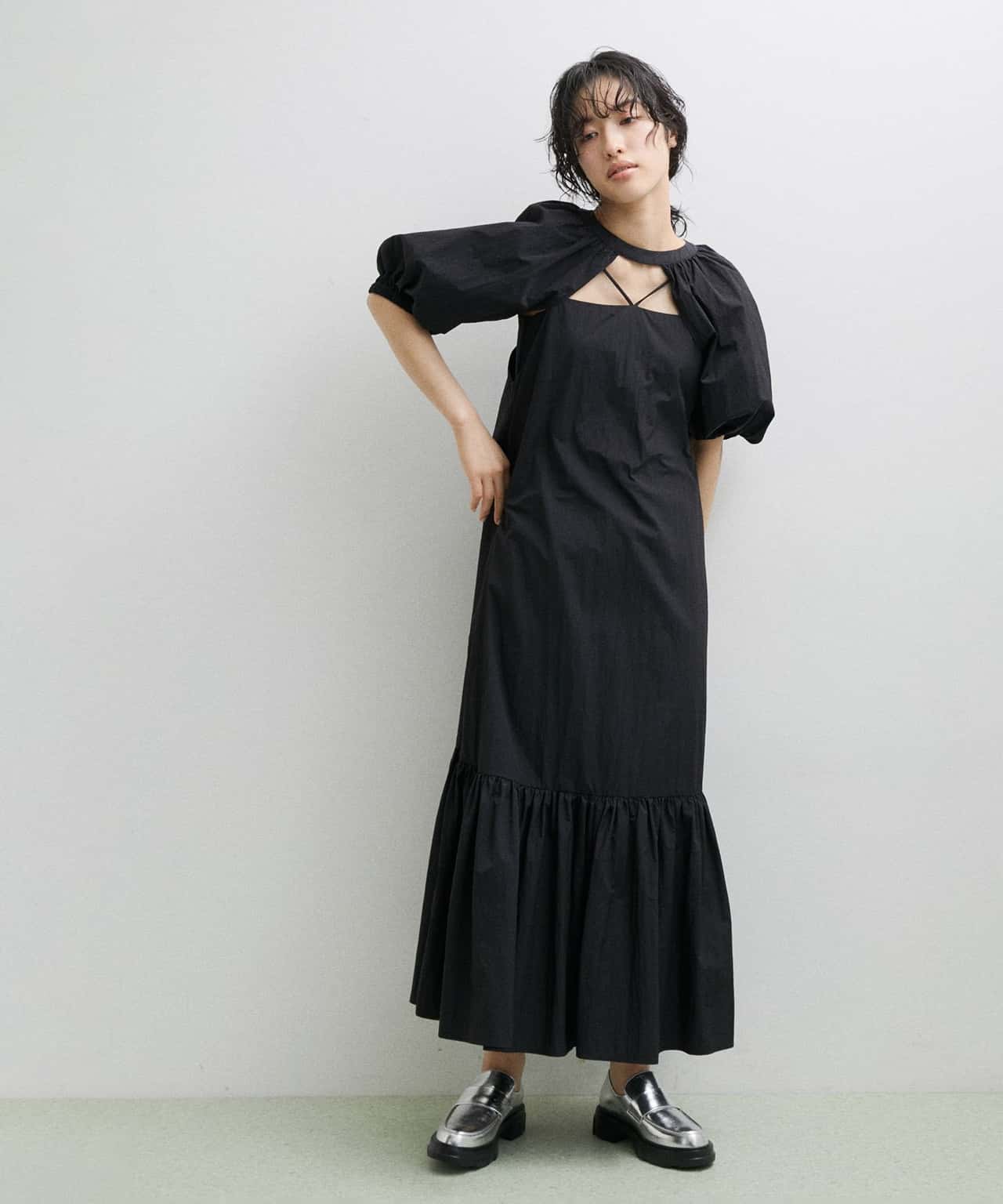 【SALE／60%OFF】ADAM ET ROPE' FEMME ＜SETアイテム＞ボレロスリーブセットキャミワンピース アダムエロペ ワンピース・ドレス ワンピース オレンジ ブラック【送料無料】