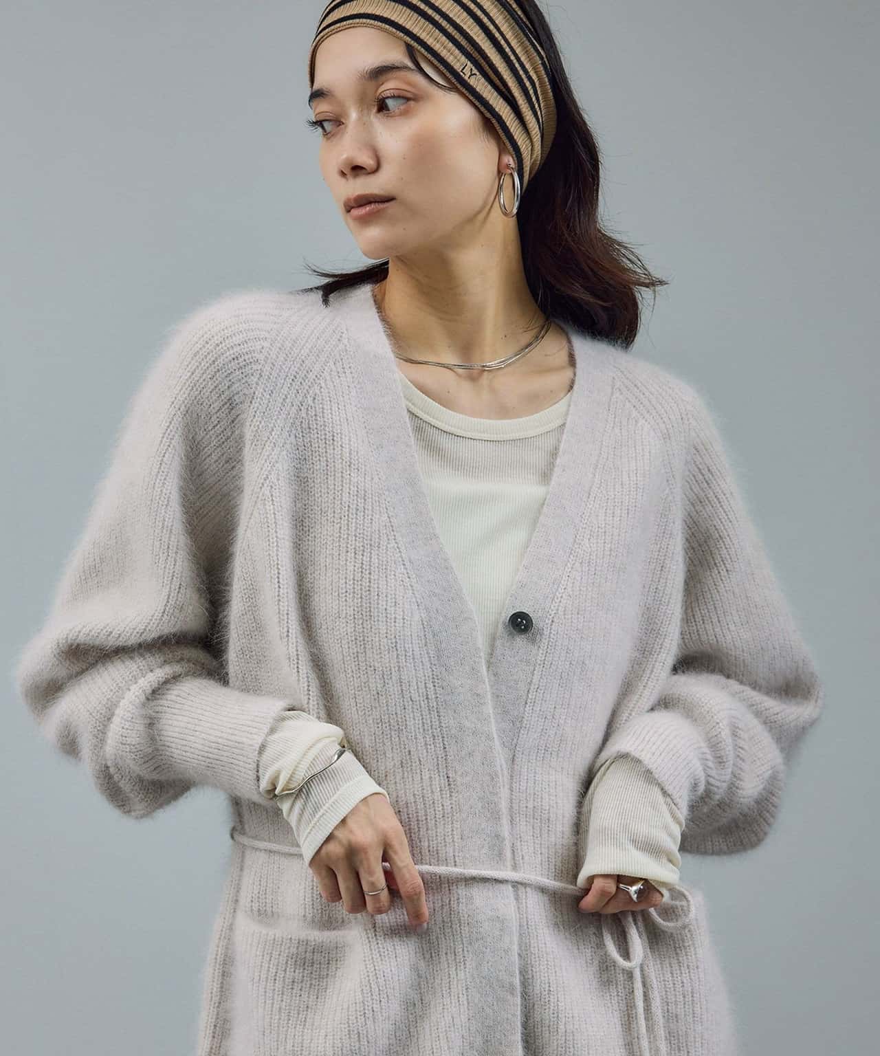 【SALE／30%OFF】SALON adam et rope' 【WEB限定】フォックスウールVネックニットカーディガン サロン アダム エ ロペ トップス カーディガン ピンク グレー ホワイト【送料無料】