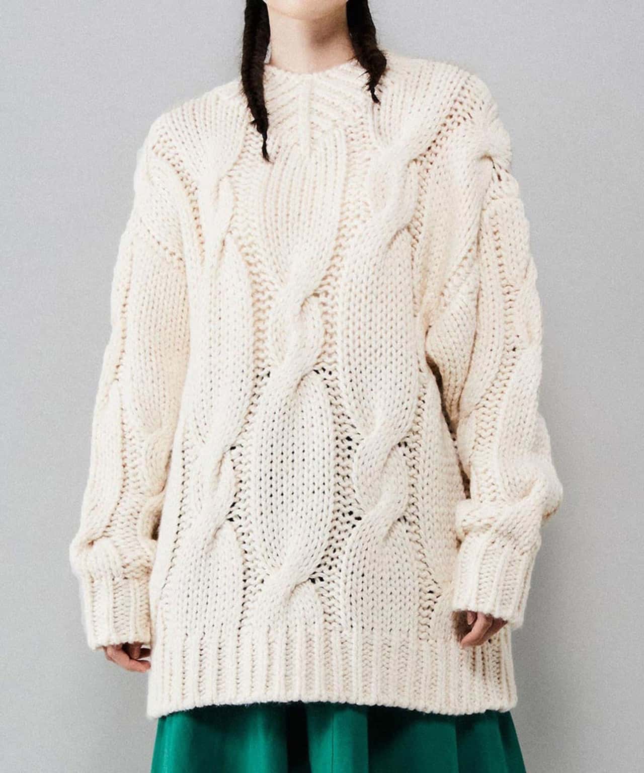 【SALE／60%OFF】CONVERSE TOKYO WOMEN ローゲージケーブルニット コンバーストウキョウ トップス ニット ホワイト ブラウン ブルー【送料無料】
