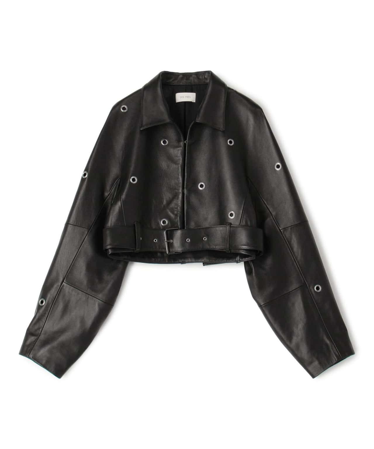 【SALE／60%OFF】DES PRES ラムレザーアイレット クロップドブルゾン トゥモローランド ジャケット・アウター ライダースジャケット ブラック【送料無料】