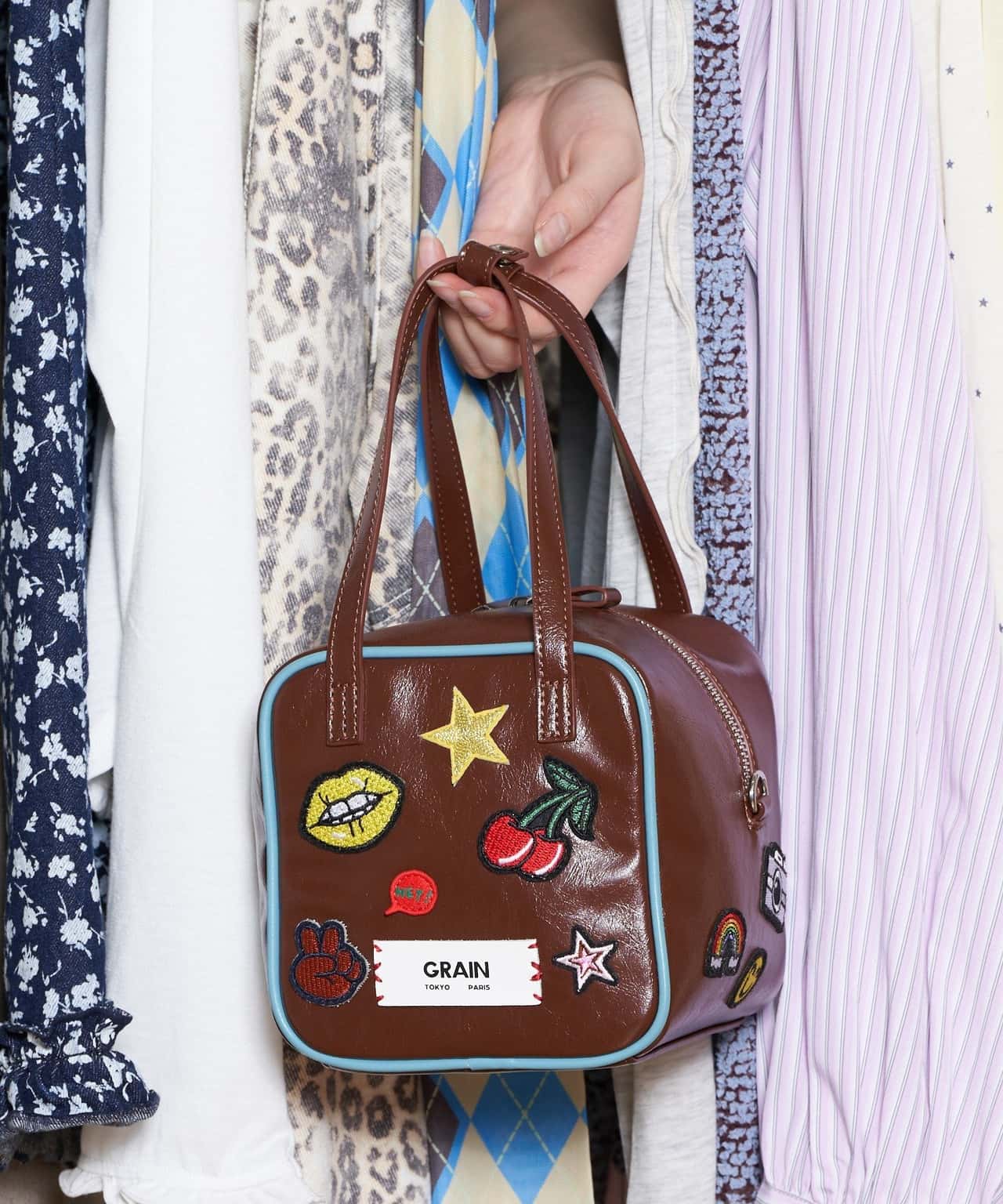 【SALE／74%OFF】PAL GROUP OUTLET 【Ciaopanic】【GRAIN】スクエアアソートワッペンハンドバッグ パル グループ アウトレット バッグ ショルダーバッグ ベージュ ブラウン
