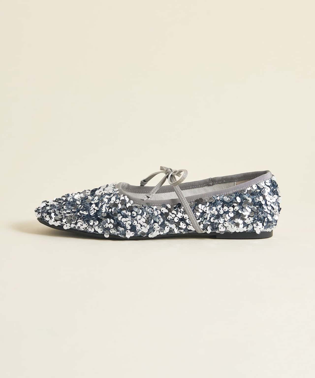 ODETTE E ODILE 【WEB限定】スパンコールバレエ フラット10●↑ オデット エ オディール シューズ・靴 バレエシューズ グレー ブラック ピンク グリーン【送料無料】