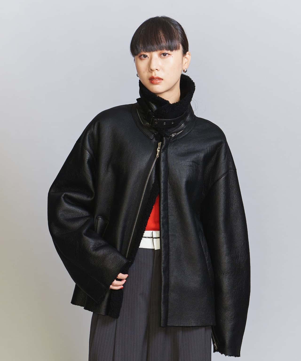 【SALE／50%OFF】BEAUTY&YOUTH UNITED ARROWS リアルムートン ブルゾン ユナイテッドアローズ アウトレット ジャケット・アウター ムートンコート ブラック【送料無料】