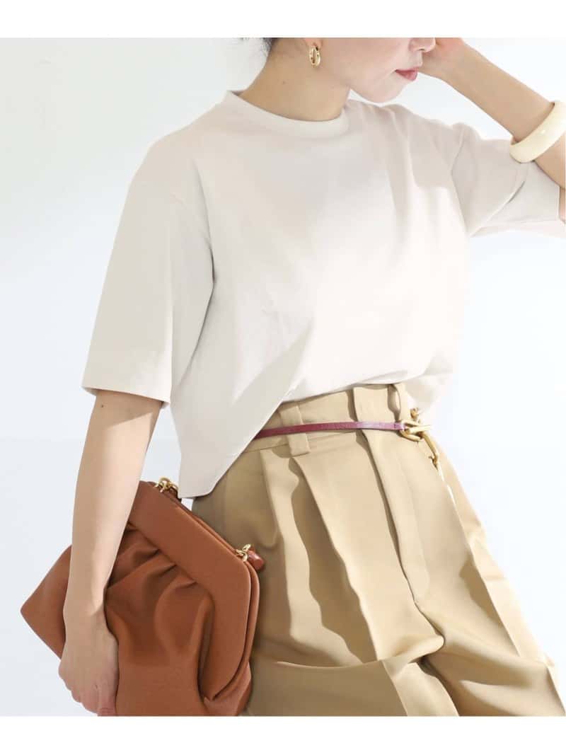 【SALE／30%OFF】VERMEIL par iena 【SLOANE/スローン】別注 クロップドTシャツ ヴェルメイユ パー イエナ トップス カットソー・Tシャツ ブラック ベージュ【送料無料】