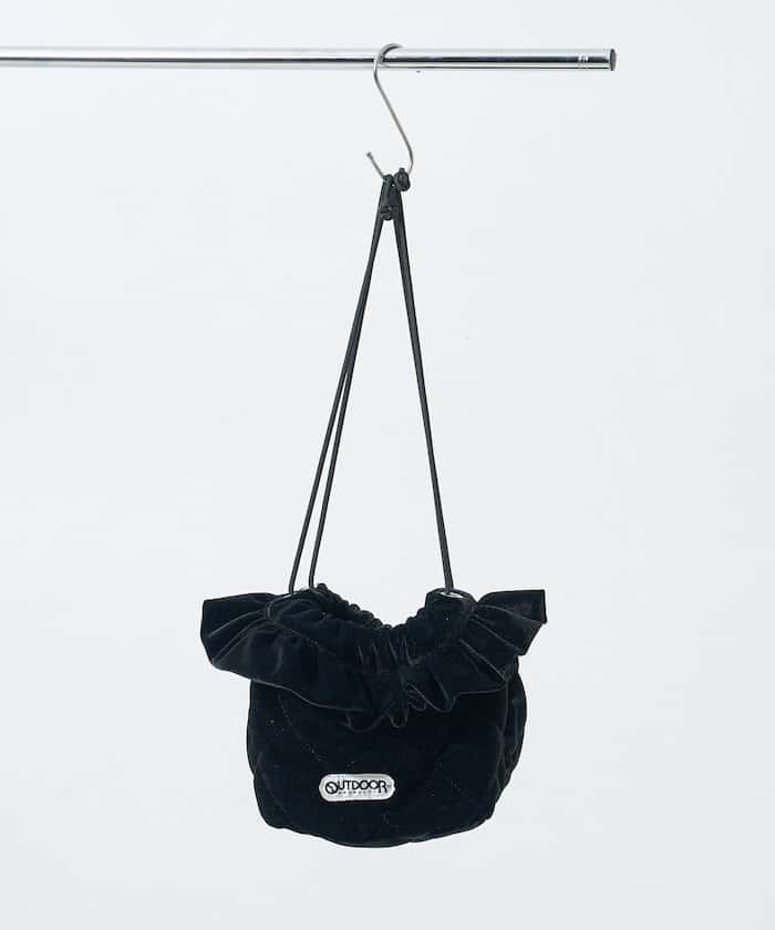 【SALE／60%OFF】OUTDOOR PRODUCTS 別注 2WAY ベロアキルティング フリル 巾着ショルダーバッグ 24AW フリークスストア バッグ ショルダーバッグ ブラック ブラウン【送料無料】