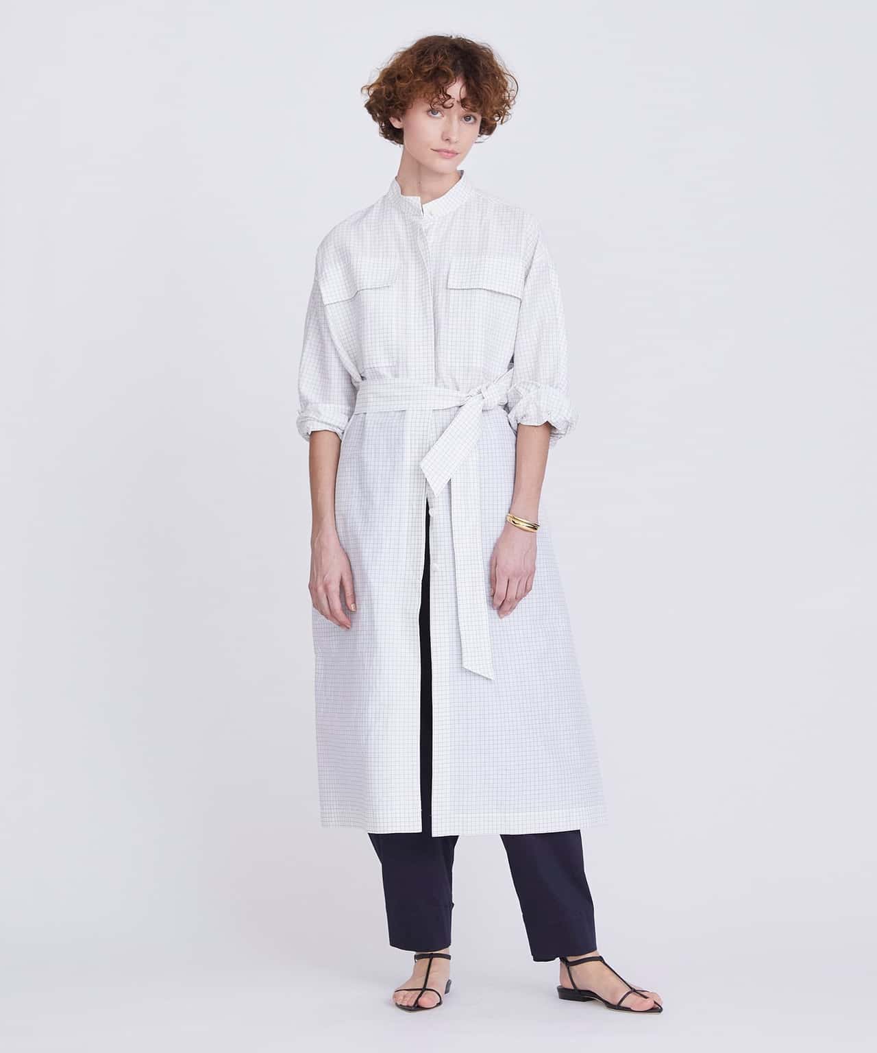 【SALE／80%OFF】HOUSE OF LOTUS モノトーンチェックコートワンピース ハウス オブ ロータス ワンピース・ドレス シャツワンピース ホワイト【送料無料】