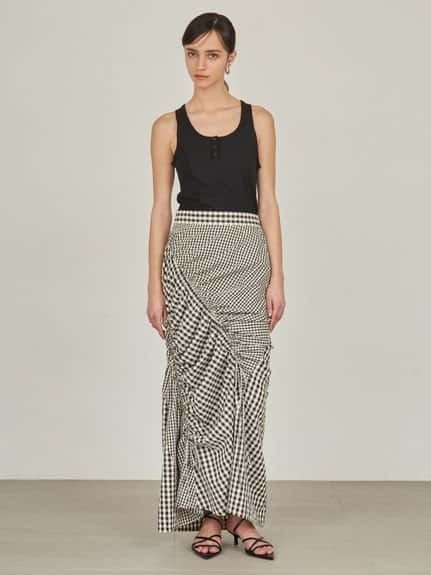【SALE／70%OFF】styling/ 【セットアップ対応】ギャザー2WAYスカート スタイリング スカート ロング・マキシスカート ホワイト レッド ブラック【送料無料】