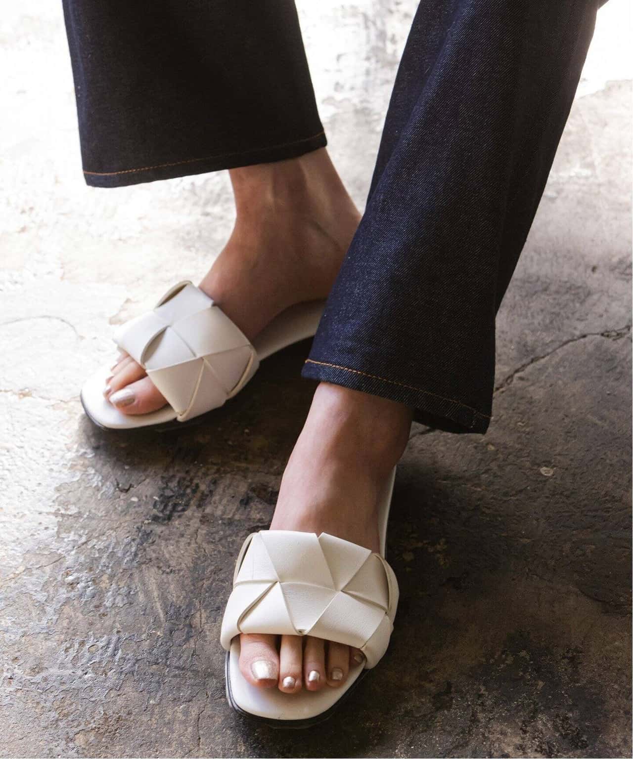 【SALE／30%OFF】NOBLE 【MAURO DE BARI】フラットサンダル ノーブル シューズ・靴 サンダル ホワイト ピンク【送料無料】