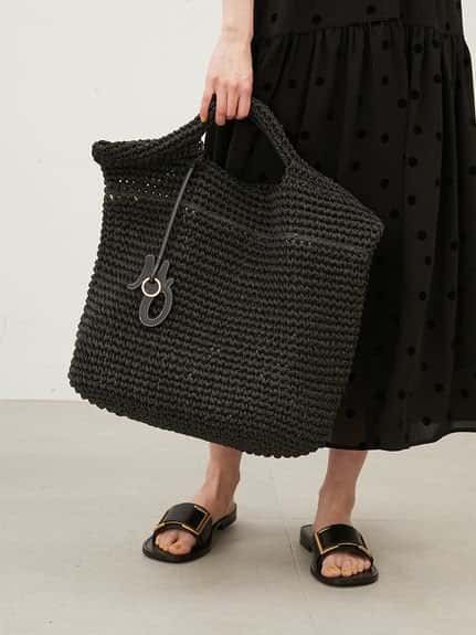 【SALE／50%OFF】Mila Owen ペーパーラージカゴバッグ ミラオーウェン バッグ かごバッグ ブラック ホワイト レッド【送料無料】