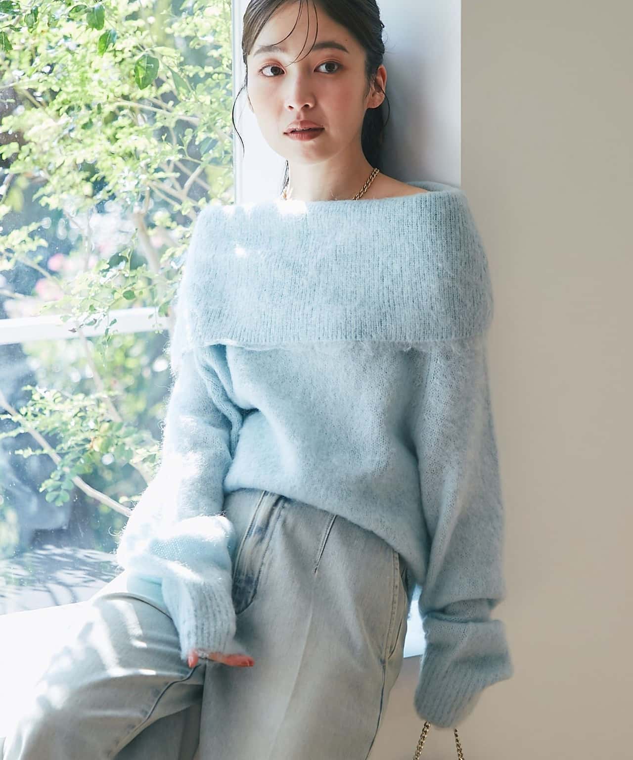 【SALE／63%OFF】La boutique BonBon 【今すぐお届け!・最強モテニット】オフショルシャギーニット ラブティックボンボン トップス ニット ブルー ピンク グレー【送料無料】