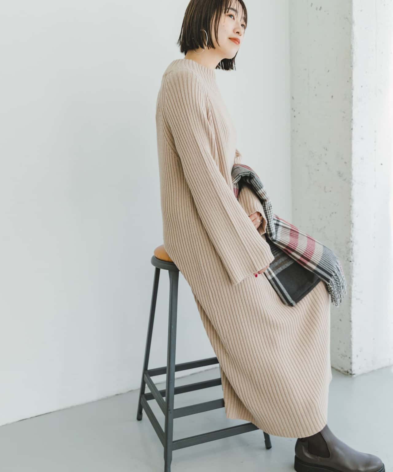 【SALE／62%OFF】URBAN RESEARCH ITEMS リブモックネックニットワンピース アーバンリサーチアイテムズ ワンピース・ドレス ワンピース カーキ ブラック