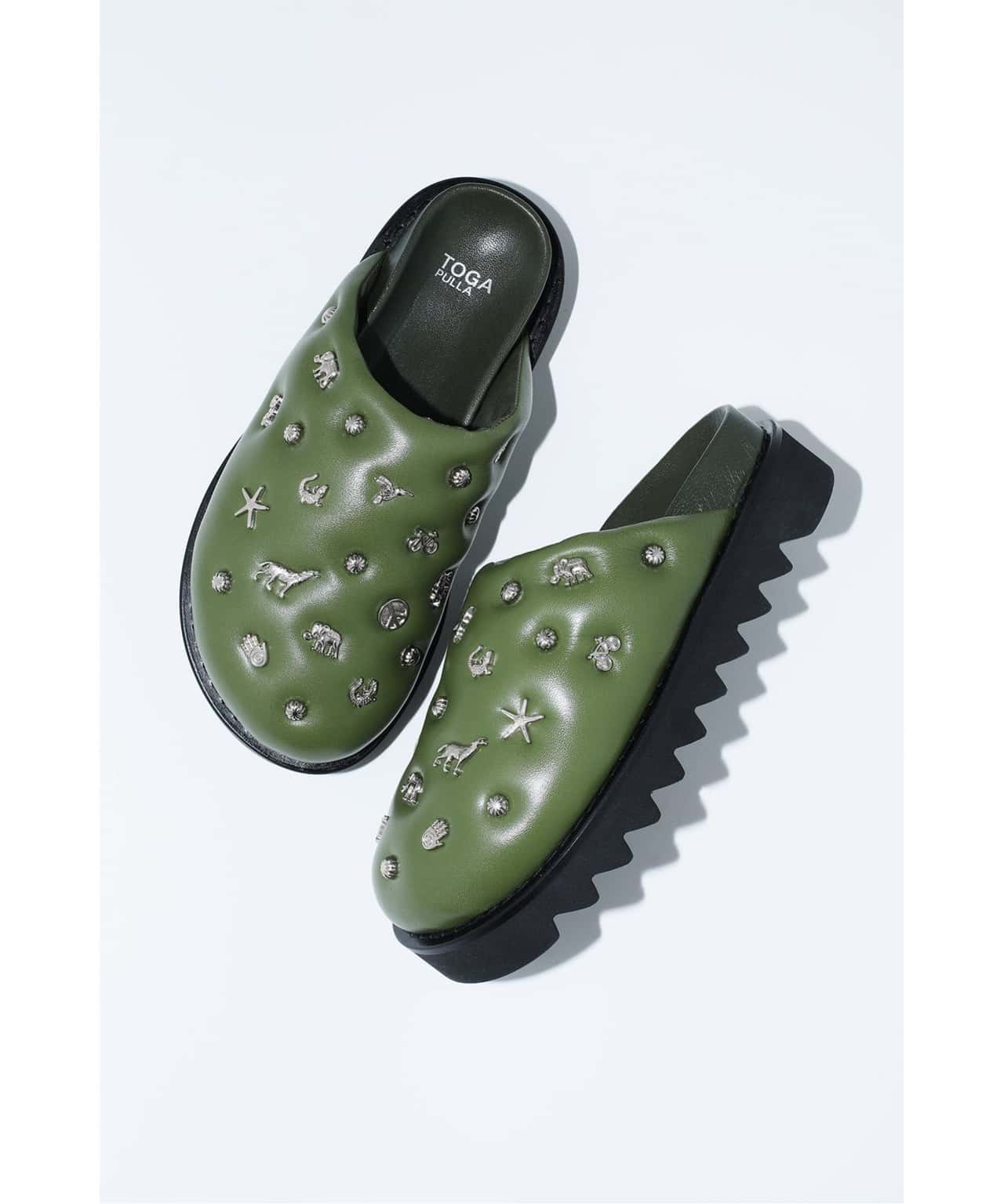 TOGA PULLA SHOE Motif metal sabot トーガ シューズ・靴 サンダル カーキグリーン ブラック【送料無料】