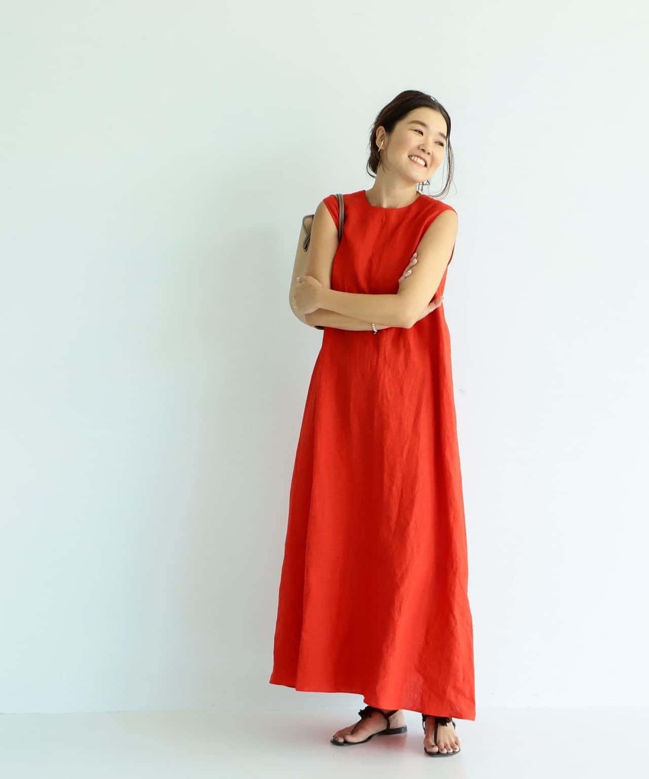 【SALE／30%OFF】Demi-Luxe BEAMS 【売り切れ必須！】Demi-Luxe BEAMS / リネン シンプル レディ ワンピース デミルクス ビームス ワンピース・ドレス その他のワンピース・ドレス ブラック ベージュ レッド【送料無料】