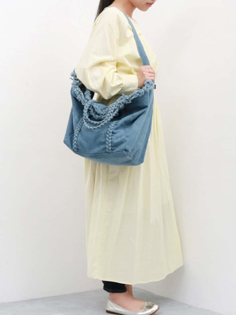 【SALE／70%OFF】cache cache 【steady. 8月号掲載】(L)カシュカシュ cachecache / 2wayビッグデニムトート アンビリオン バッグ トートバッグ ブルー ベージュ ブラック