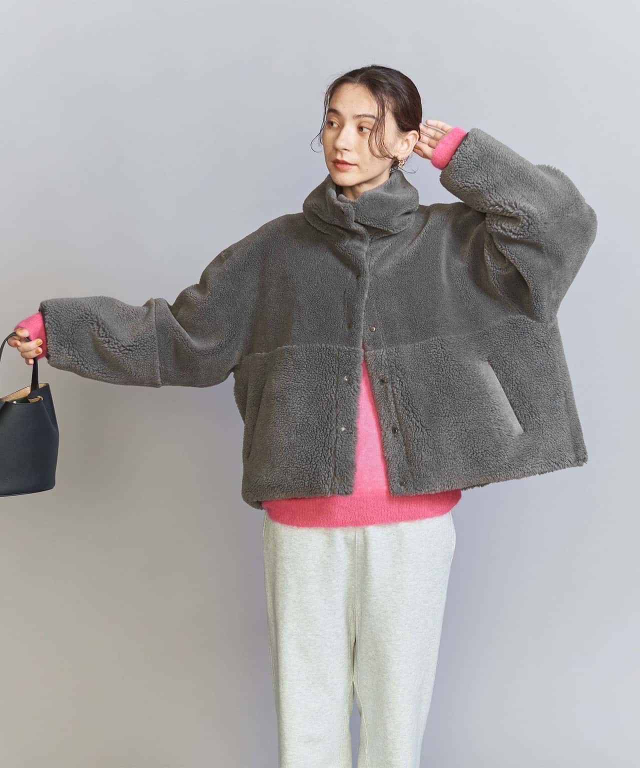 【SALE／30%OFF】BEAUTY&YOUTH UNITED ARROWS 【WEB限定】ボア*キルティング リバーシブルショートコート -2WAY- ビューティー＆ユース　ユナイテッドアローズ ジャケット・アウター ブルゾン・ジャンパー ブラウン ネイビー グレー ホワイト【送料無料】