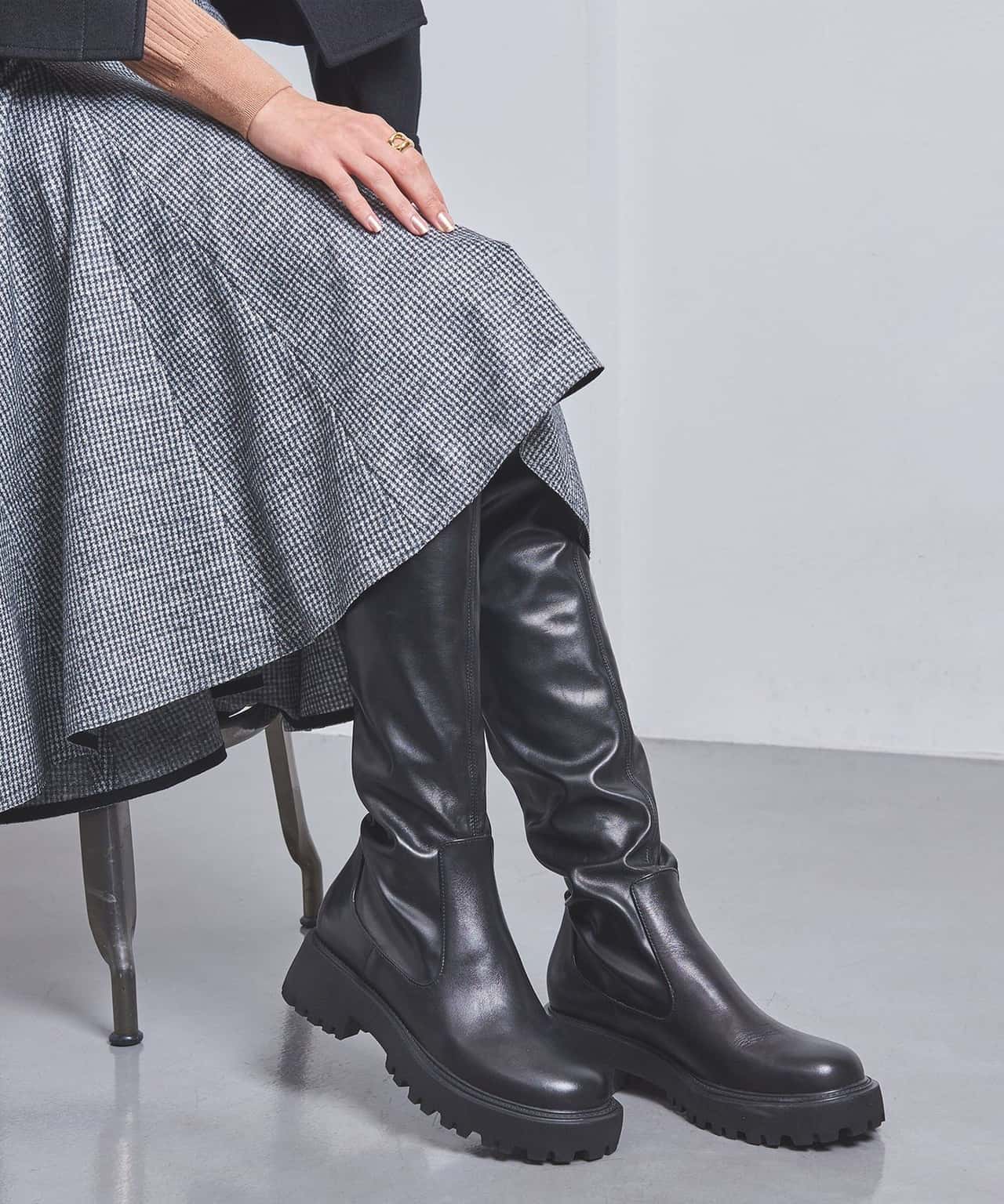 【SALE／85%OFF】UNITED ARROWS ストレッチニーハイブーツ ユナイテッドアローズ アウトレット シューズ・靴 ブーツ ブラック【送料無料】