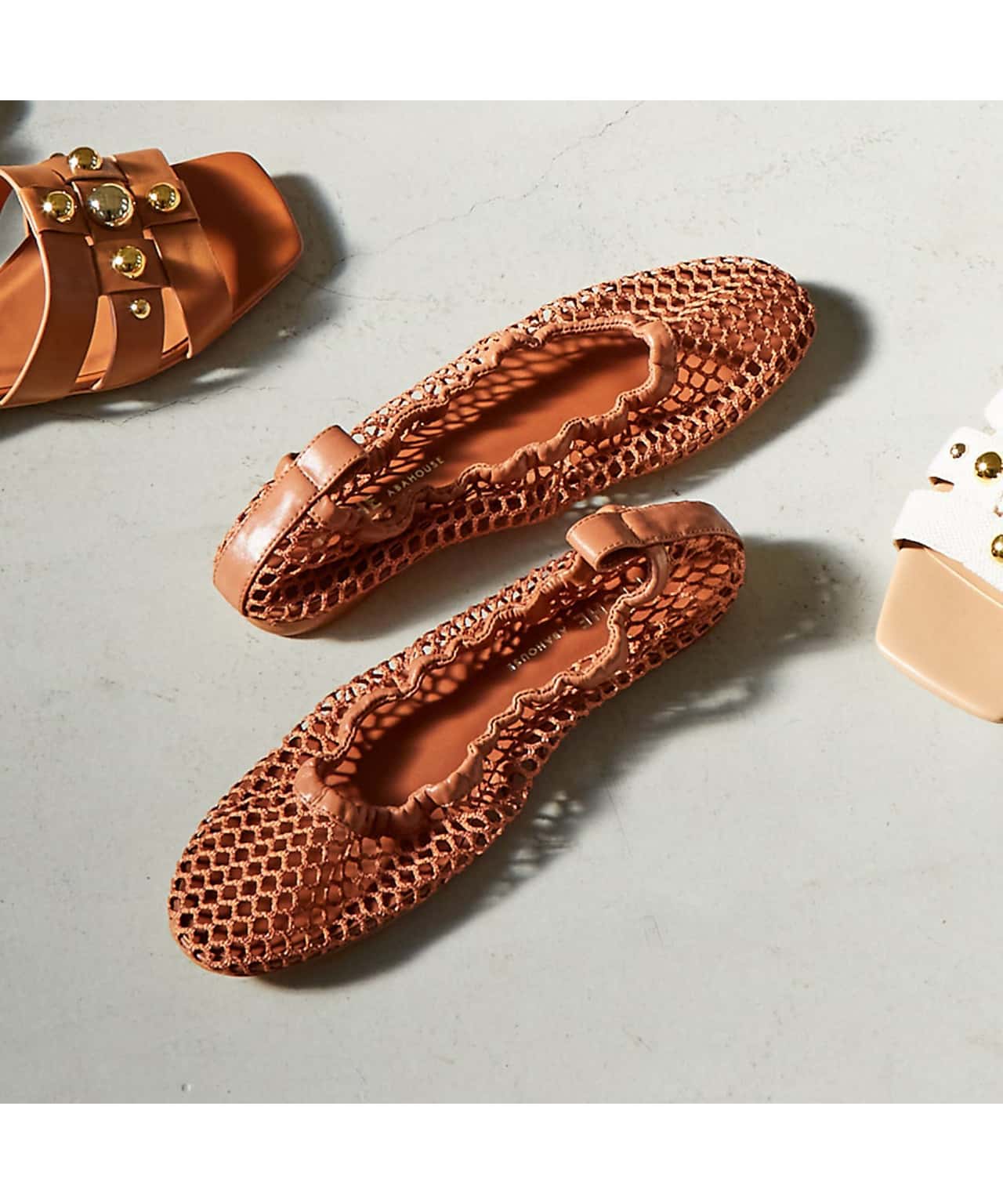【SALE／50%OFF】Au BANNISTER フィッシュネットフラットサンダル オゥ・バニスター シューズ・靴 サンダル ブラック ブラウン ベージュ【送料無料】