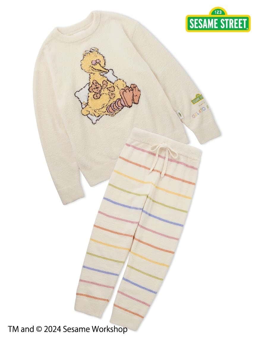 【SALE／30%OFF】gelato pique 【SESAME STREET】モチーフジャガードプルオーバー&ロングパンツセット ジェラートピケ インナー・ルームウェア その他のインナー・ルームウェア ブルー ピンク グレー ホワイト【送料無料】