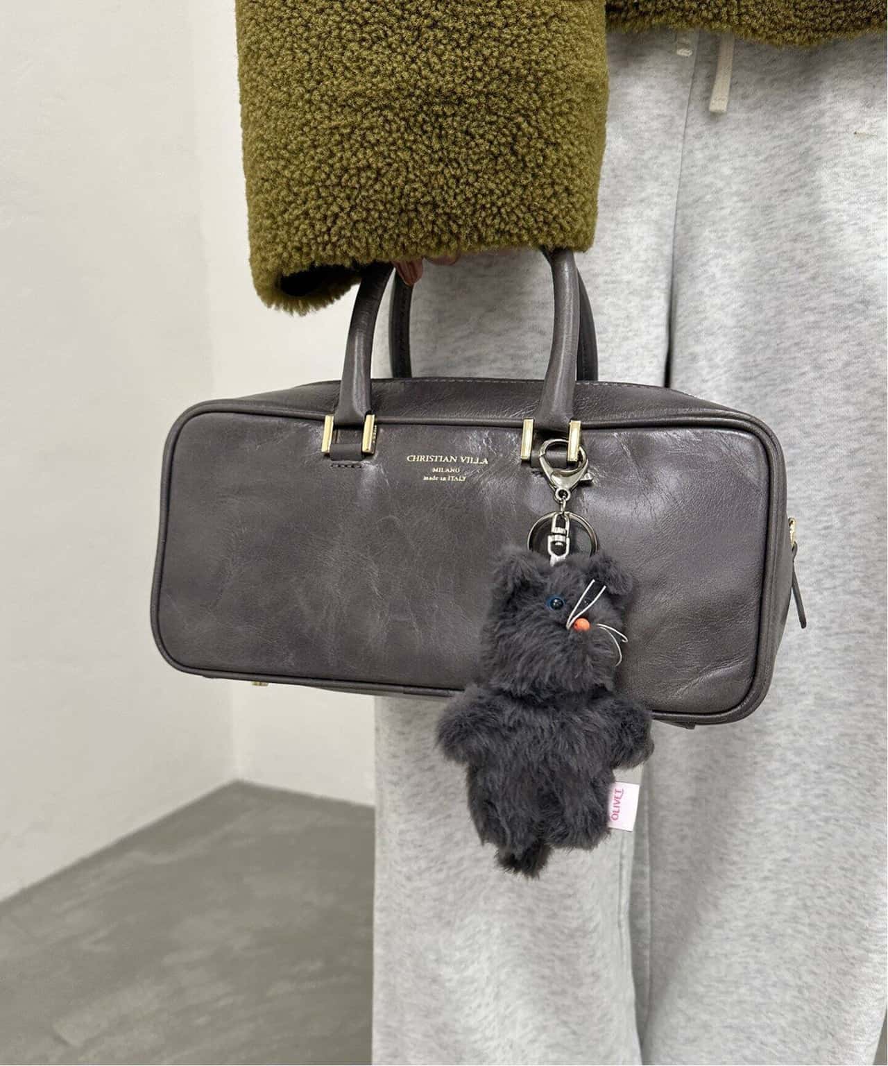 U by SPICK&SPAN 【CHRISTIAN VILLA /クリスチャン ヴィラ】 別注 ATHENE Hadle Bag2 ユーバイスピックアンドスパン バッグ ハンドバッグ ブラック グレー【送料無料】