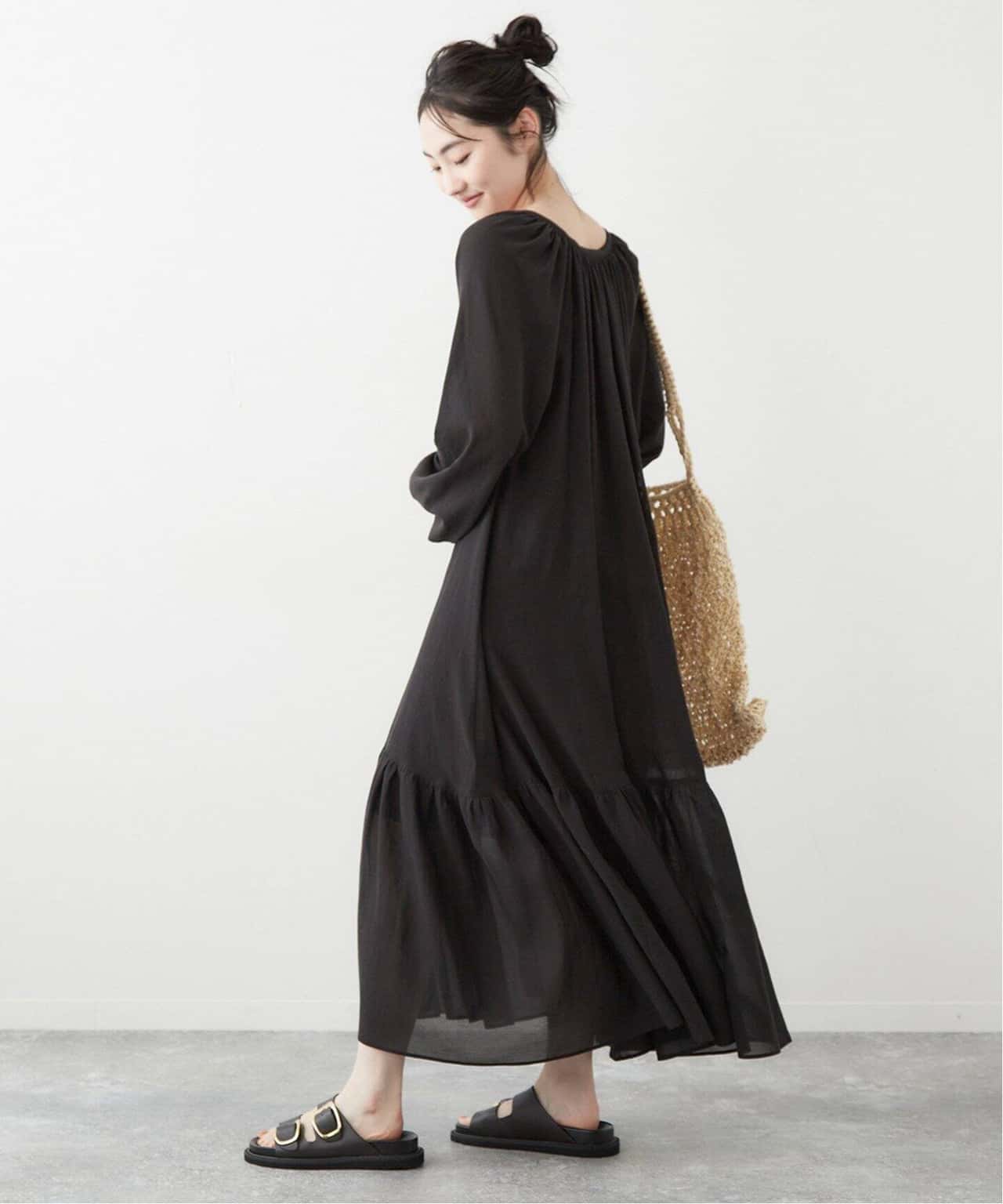【SALE／30%OFF】plage Sheer Voile ティアードワンピース プラージュ ワンピース・ドレス ワンピース ブラウン ブラック【送料無料】