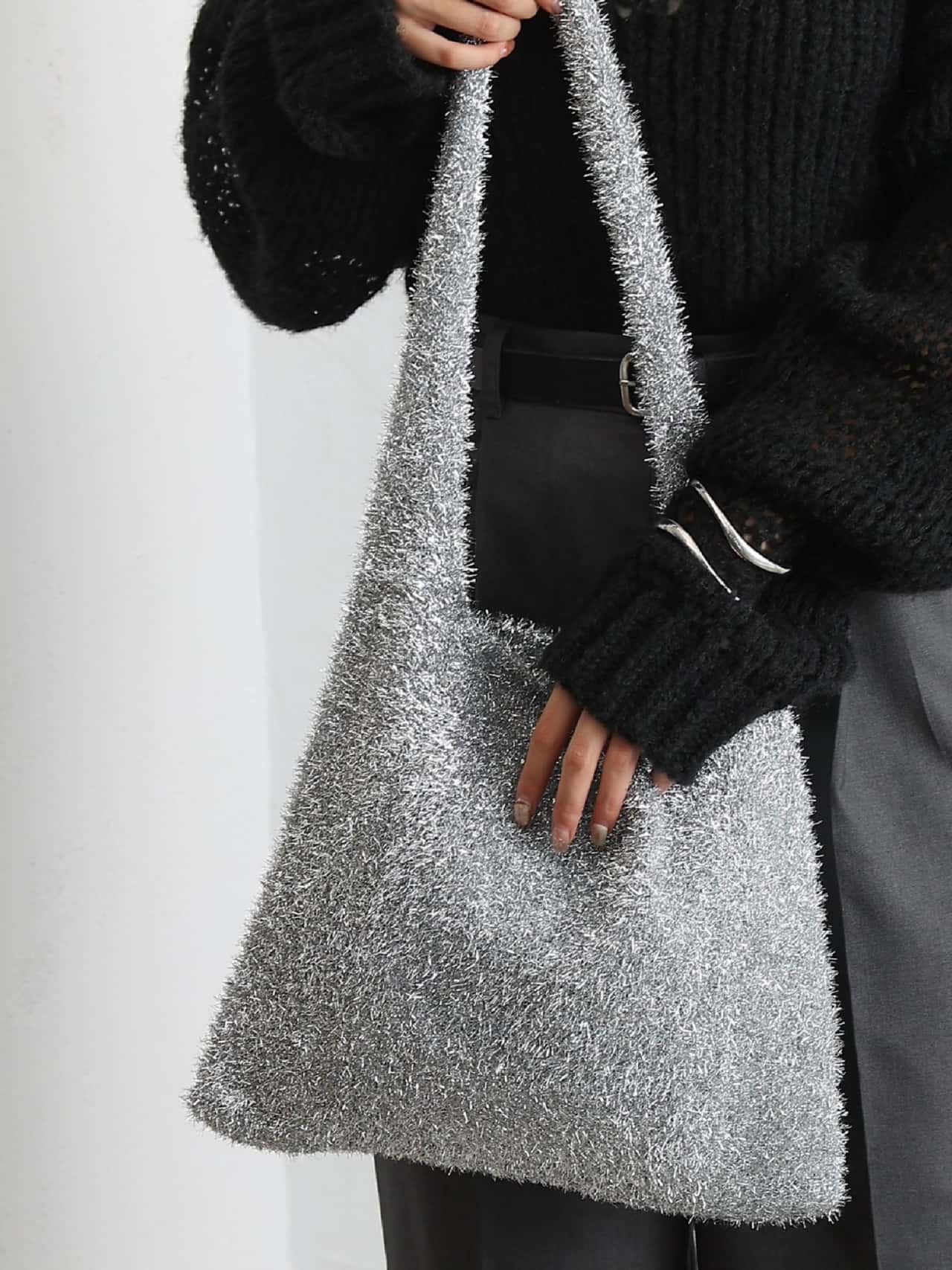 【SALE／50%OFF】COLONY 2139 【平成フラミンゴNICOさん着用】ラメニットBAG コロニー トゥーワンスリーナイン バッグ トートバッグ ブラック ゴールド シルバー