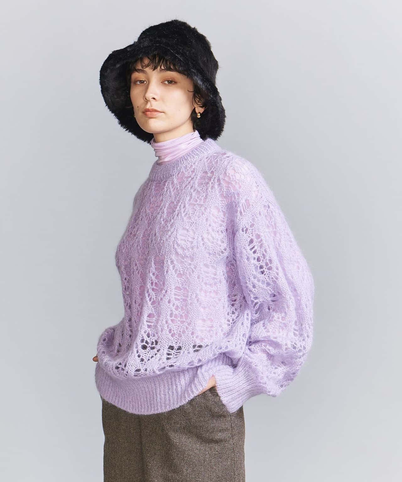 【SALE／70%OFF】BEAUTY&YOUTH UNITED ARROWS モヘヤブレンド スカシニット プルオーバー ユナイテッドアローズ アウトレット トップス ニット パープル ホワイト ブラック イエロー【送料無料】
