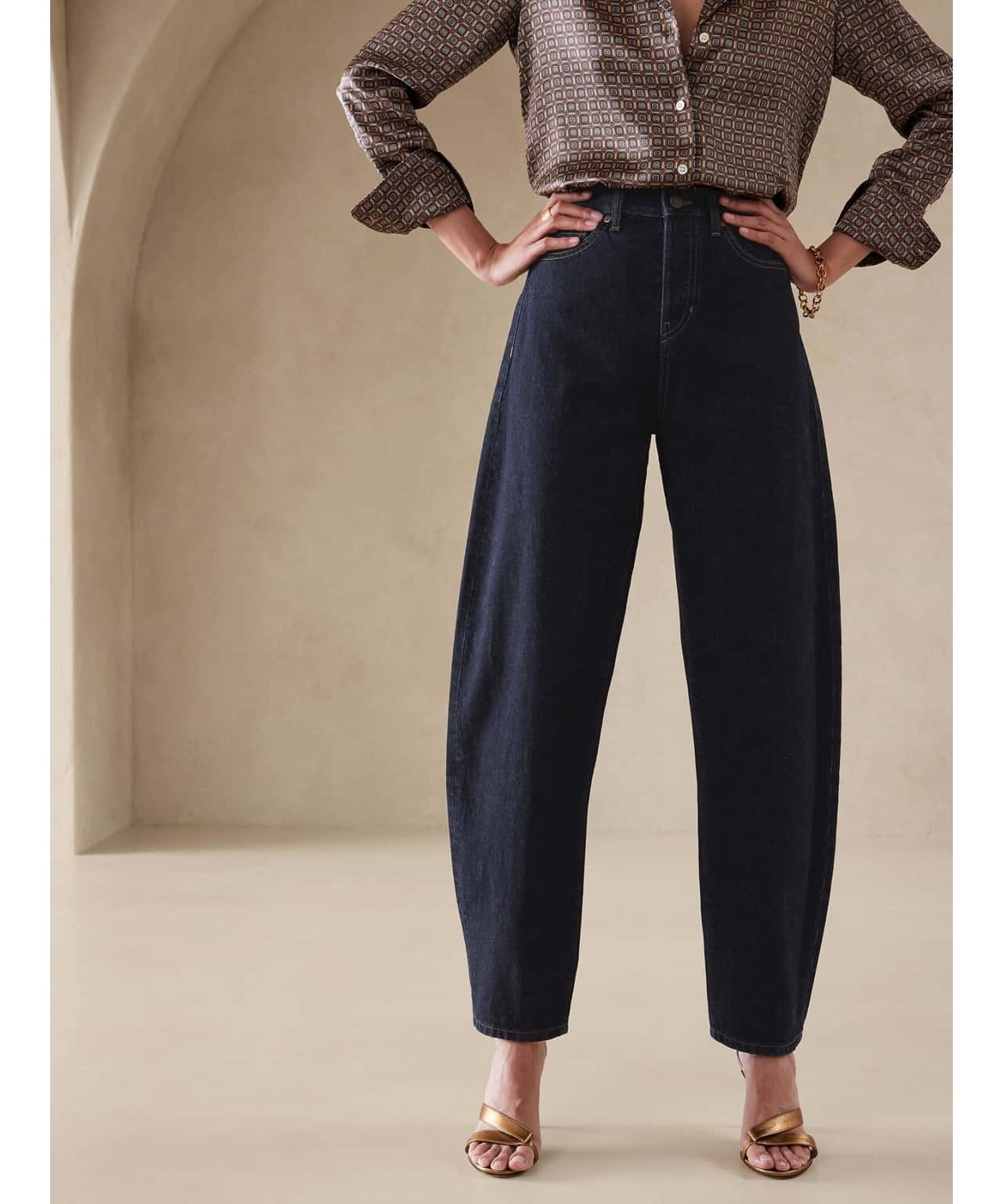 【SALE／72%OFF】BANANA REPUBLIC (W)バレルジーンズ バナナ・リパブリック パンツ ジーンズ・デニムパンツ ネイビー【送料無料】