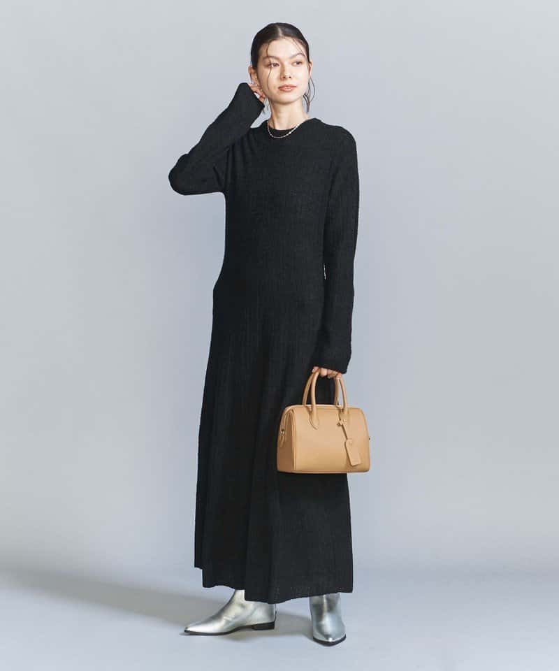 【SALE／40%OFF】BEAUTY&YOUTH UNITED ARROWS ブークレニット フレアワンピース ビューティー＆ユース　ユナイテッドアローズ ワンピース・ドレス ワンピース ブラック グレー レッド【送料無料】