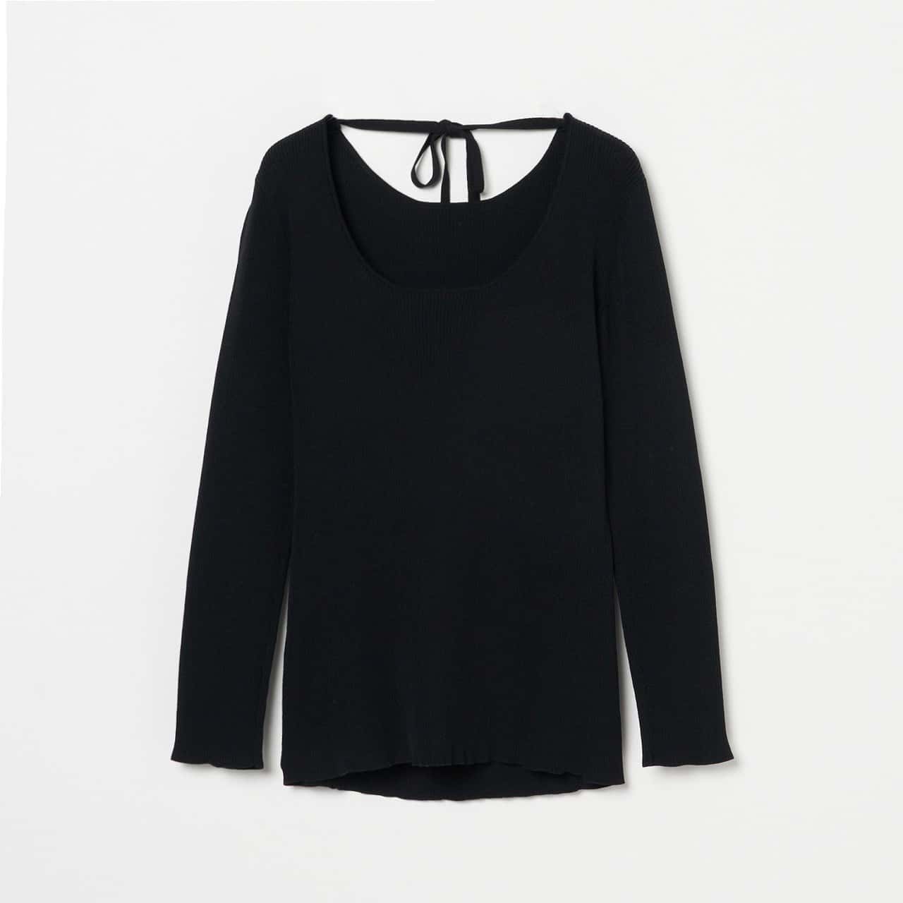 【SALE／60%OFF】HELIOPOLE BACK RIBBON RIB KNIT エリオポール トップス カットソー・Tシャツ ブラック ピンク【送料無料】