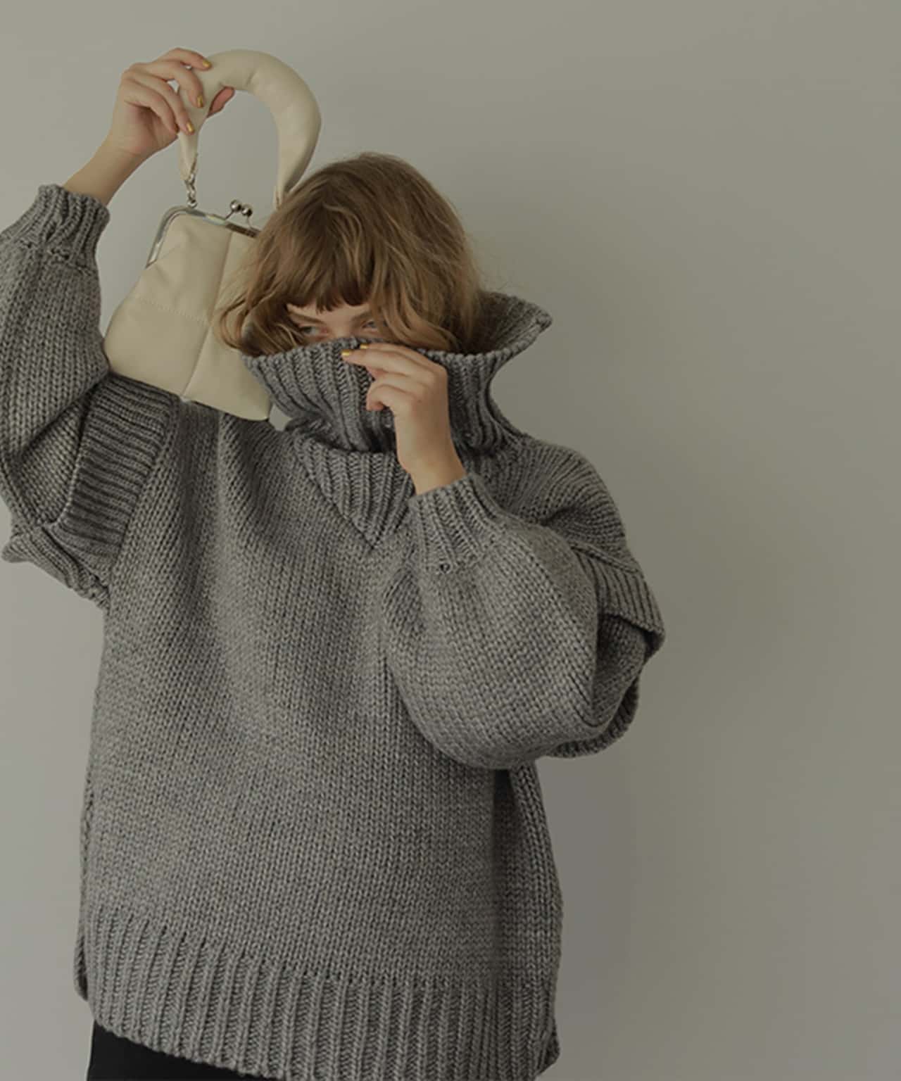 【SALE／50%OFF】AMAIL Bulky wool knit アマイル トップス ニット カーキグリーン グレー【送料無料】