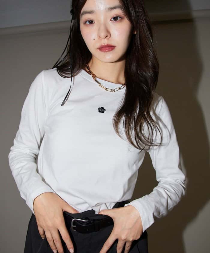 【SALE／5%OFF】MARY QUANT ワンポイントロゴロンT 限定展開 24AW フリークスストア トップス カットソー・Tシャツ ホワイト ブラック【送料無料】