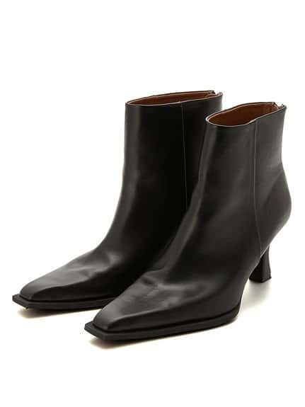 【SALE／50%OFF】Mila Owen キトゥンヒールショートブーツ ミラオーウェン シューズ・靴 ブーツ ブラック レッド【送料無料】