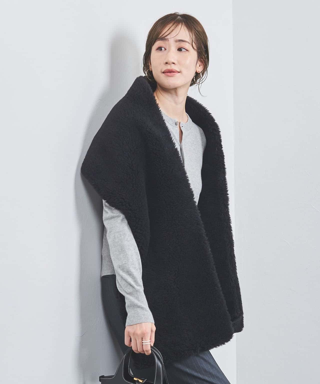 【SALE／80%OFF】UNITED ARROWS ボア ストール ブラック ユナイテッドアローズ アウトレット ファッション雑貨 マフラー・ストール・ネックウォーマー ブラック【送料無料】