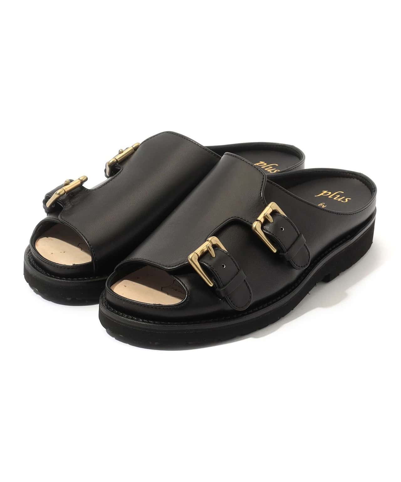 【SALE／40%OFF】TOMORROWLAND GOODS 【別注】plus by chausser ダブルモンクストラップサンダル トゥモローランド シューズ・靴 サンダル ブラック【送料無料】