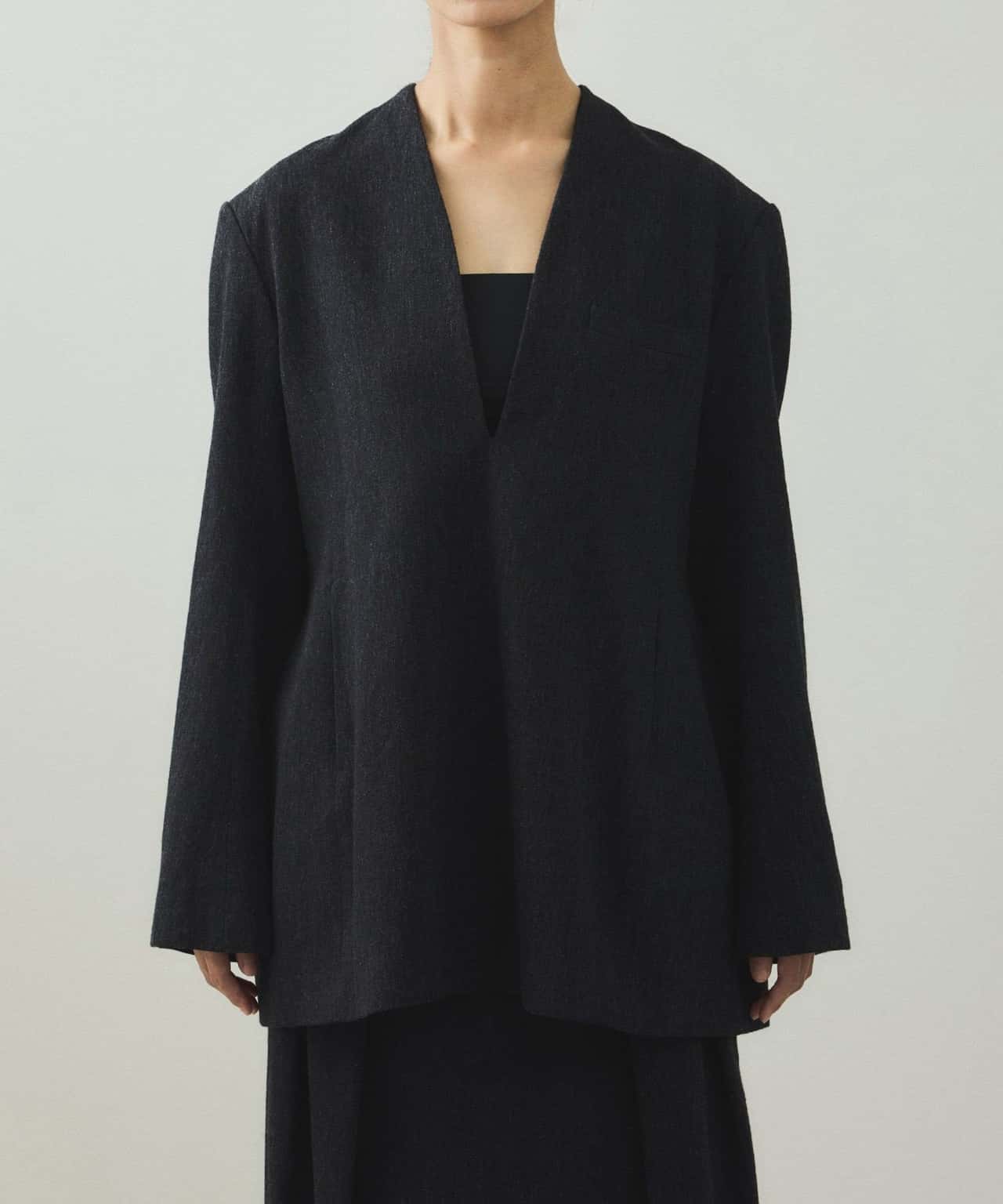 【SALE／40%OFF】ADAM ET ROPE' FEMME 【EMOELLE】ウールコットンジャケットライクブラウス アダムエロペ トップス シャツ・ブラウス グレー ベージュ【送料無料】