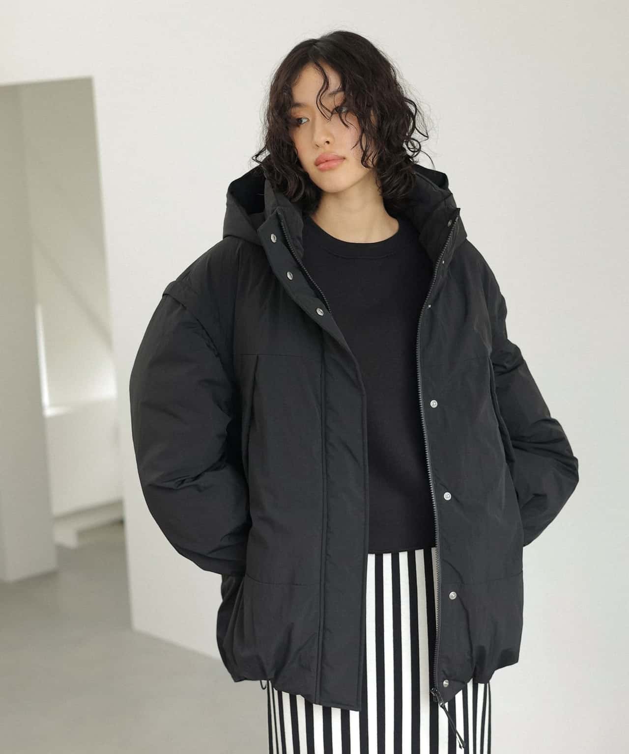 【SALE／30%OFF】LEPSIM エアサーマルマルチWAYフードコート レプシィム ジャケット・アウター ダウンジャケット・ダウンベスト グレー ホワイト ブラック【送料無料】