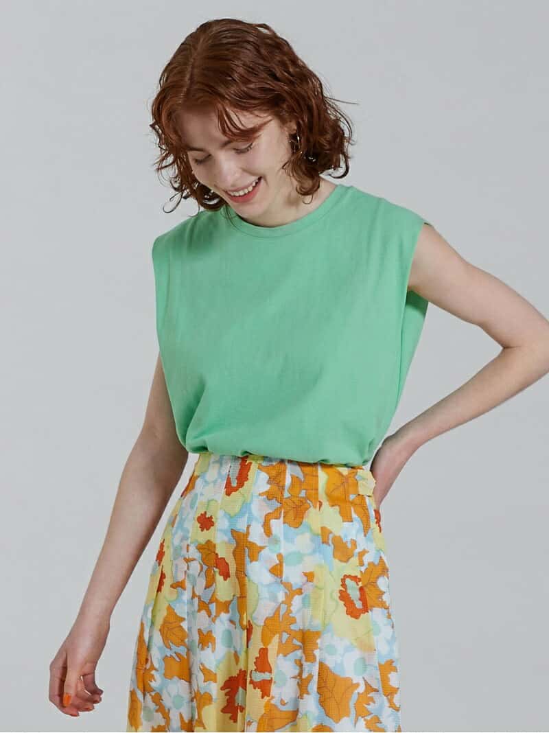 【SALE／40%OFF】コットンジャージー ショルダータックノースリーブプルオーバー Ballsey トゥモローランド トップス カットソー・Tシャツ ホワイト グリーン ブルー ピンク グレー【RBA_E】【送料無料】[Rakuten Fashion]