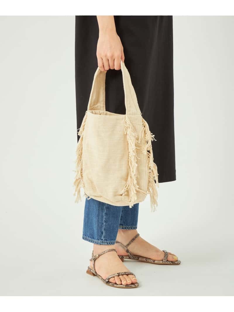 【SALE／80%OFF】【別注】＜Sara mallika＞ フリンジ バッグ UNITED ARROWS green label relaxing ユナイテッドアローズ アウトレット バッグ ハンドバッグ ホワイト ブラック【RBA_E】[Rakuten Fashion]