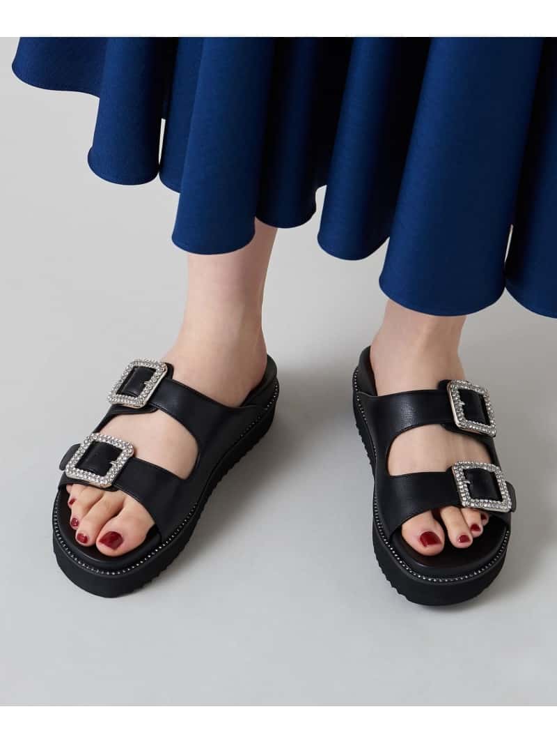 【SALE／50%OFF】ビジューダブルベルト サンダル25 ODETTE E ODILE ユナイテッドアローズ アウトレット シューズ・靴 サンダル ブラック シルバー【RBA_E】【送料無料】[Rakuten Fashion]