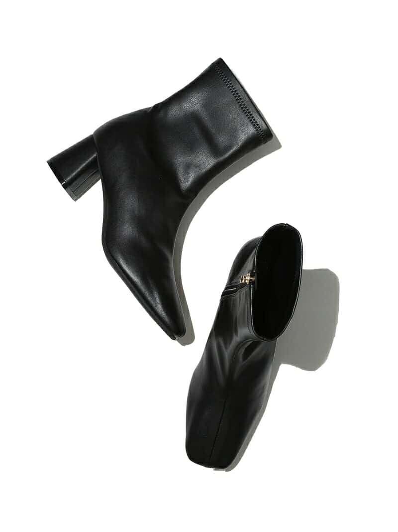 【SALE／60%OFF】【抗菌防臭】スクエアトゥストレッチヒールブーツ Juze ビス シューズ・靴 ブーツ ホワイト ブラック ゴールド【RBA_E】[Rakuten Fashion]