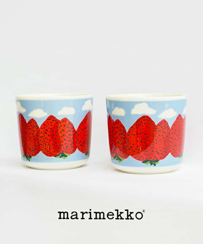 【SALE 50%OFF】【 国内正規販売店】[52239470784] marimekko(マリメッコ) Mansikkavuoret (マンシッカヴオレット/イチゴの山)/コーヒーカップセット(ハンドルなし) [2412p]