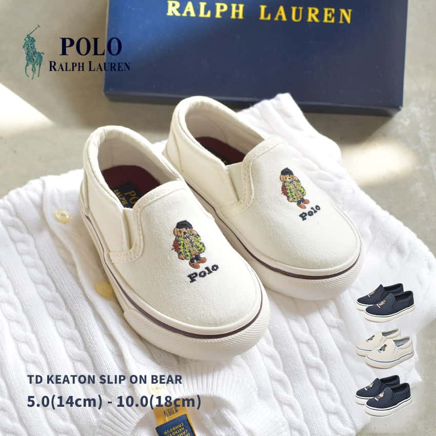 ポロ ラルフローレン TD キートン スリッポン ベア POLO RALPH LAUREN スニーカー キッズ ジュニア 子供 ポロベア 女の子 男の子 ネイビー 紺 TD KEATON SLIP ON BEAR RF104028 RF104013 RF104246 RF104260 靴 シューズ ローカット|slz|