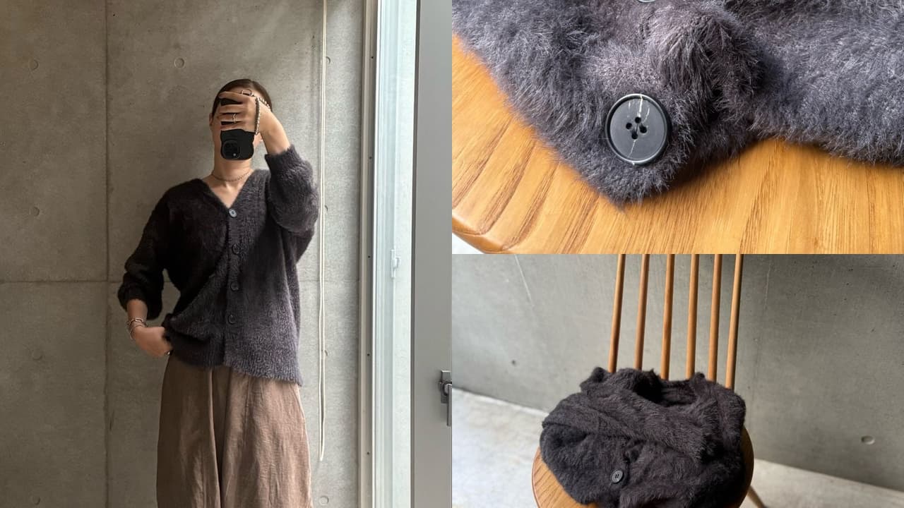 40代がプチプラのシャギーニットカーディガンを着た結果｜安見えしない理由と前後逆の着回し
