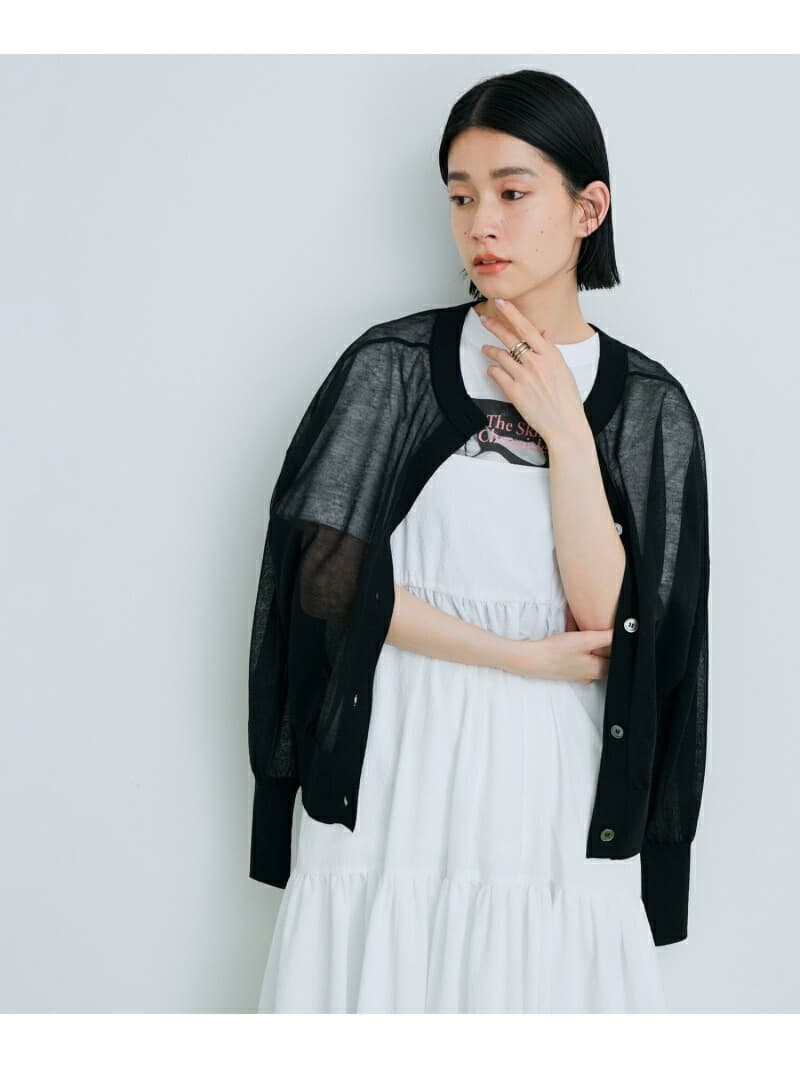 【SALE／40%OFF】＜追加＞【2WAY】シアーカーディガン ADAM ET ROPE' FEMME アダムエロペ トップス カーディガン オレンジ ブラック ホワイト グリーン ピンク【RBA_E】【送料無料】[Rakuten Fashion]